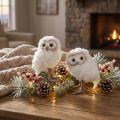 Figurines décoratives chouettes en polystyrène et plumes - Blanc - 15 cm - Lot de 2 | Floristik24.fr