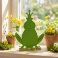 Figure décorative grenouille en feutrine verte sur support en bois 20 x 27,5 cm | Floristik24.fr