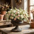 Coupe Plante Calice Aspect Antique Noir Marron Ø20cm H15cm | Floristik24.fr