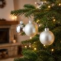 Boules de Noël en Verre 6 cm Argent Mat et Brillant - Lot de 24 | Floristik24.fr