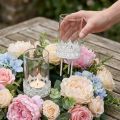 Set de 4 bougeoirs à piquer style vintage blanc avec cylindre en verre, D 5,5 cm H 8 cm | Floristik24.fr