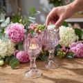 Lot de 2 photophores en verre forme tulipe violet Ø7cm H16cm | Floristik24.fr