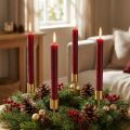 Bougies rouges cylindriques teintées dans la masse 22×240 mm - Lot de 12 | Floristik24.fr