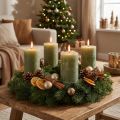 Bougies cylindriques vert olive en cire teintée 85×120 mm – Lot de 2 | Floristik24.fr