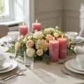 Bougies cylindriques teintées dans la masse coloris vieux rose 50 x 100 mm - Lot de 4 | Floristik24.fr