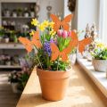 Set de 12 Décorations Papillon en Bois sur Pique – Multicolores – 9 cm/29 cm | Floristik24.fr