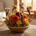 Lot de 6 hiboux décoratifs en plumes sur tige, 5,5 cm | Floristik24.fr