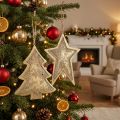 Décorations de Noël en métal doré en forme de sapin et étoile, 4 pièces | Floristik24.fr