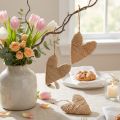 Cœurs décoratifs à suspendre en fibres naturelles H10,5cm - Lot de 8 | Floristik24.fr