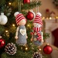 Figurines de Noël en Bois et Coton 10 cm - Gris et Rouge - Lot de 6 | Floristik24.fr