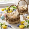 Corbeille de Pâques en Branches avec Œufs de Caille Artificiels Ø12 cm | Floristik24.fr