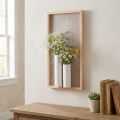 Tableau mural en bois avec mini-vases en céramique et motif végétal, 35 cm, style campagne | Floristik24.fr