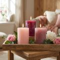 Set de 12 Bougies Cylindriques Roses et Framboises, 70x100 mm, Longue Durée | Floristik24.fr