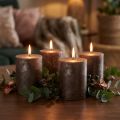 Bougies piliers marron cuivré métallisé 70×80 mm – Lot de 4 | Floristik24.fr