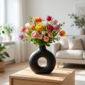 Vase décoratif en céramique noire ovale avec ouverture centrale 21×7×20cm | Floristik24.fr