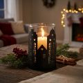 Photophore Noël en Métal et Verre avec Silhouette de Ville – Ø 8 cm x H 12 cm | Floristik24.fr