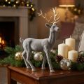 Figurine déco cerf décoratif renne floqué gris H46cm | Floristik24.fr