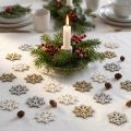 Flocons en bois décoratifs avec paillettes - Lot de 144 pièces - Ø 2 cm | Floristik24.fr