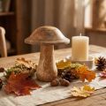 Champignon décoratif en bois de manguier naturel avec rainures 11,5×10 cm | Floristik24.fr