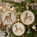 Lot de 6 médaillons en bois avec motifs de cerfs – Décoration de Noël Ø9,5 cm | Floristik24.fr
