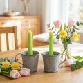 Chandeliers Vintage en Métal en Forme de Tasse - Gris Ø7cm H6cm (Lot de 2) | Floristik24.fr