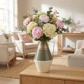 Vase métallique vintage avec anse – Finition crème, gris et or – H31cm, Ø19cm | Floristik24.fr