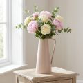 Vase décoratif conique en métal rose clair avec poignée - 38 cm | Floristik24.fr