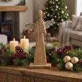 Statue Ange Décoratif en Bois avec Ailes en Métal 43 cm | Floristik24.fr