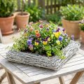 Coussin de plantation en branches lavées blanc 40x40cm | Floristik24.fr