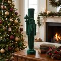 Nussknacker décoratif en velours vert 77 cm pour Noël | Floristik24.fr
