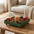 Plateau décoratif en métal vert carré 15×15 cm, lot de 2 | Floristik24.fr