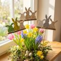 Lot de 8 piques décoratives en bois avec motifs lapins, 37 cm | Floristik24.fr