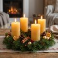 Bougies Rustiques Cylindriques Jaune Miel pour Décoration, Lot de 4, 70x140mm | Floristik24.fr