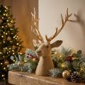 Tête de cerf décorative en plastique 52 cm marron et or pour intérieur | Floristik24.fr