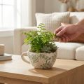 Tasse cache-pot en céramique motif floral 18 cm décoration intérieure | Floristik24.fr
