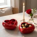 Coupe décorative en céramique rouge brillante avec motif cœur 13×15×6,5 cm – Lot de 2 | Floristik24.fr