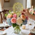 Décoration anniversaire chiffre 55 en carton doré avec fil métallique, 28 cm, lot de 10 | Floristik24.fr