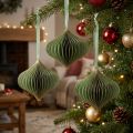 Set de 4 ornements de Noël en papier vert et or Ø8 cm | Floristik24.fr