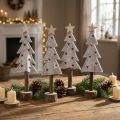 Tannenbaum décoratif en feutrine beige et rouge avec étoiles et cœurs, H21cm, lot de 4 | Floristik24.fr