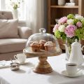 Plateau en bois avec cloche en verre Ø27cm H31cm | Floristik24.fr