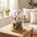Cloche en verre avec socle en bois naturel, Ø17 cm, H24 cm | Floristik24.fr