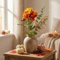 Dahlia artificielle orange-rouge 62 cm pour décoration intérieure | Floristik24.fr