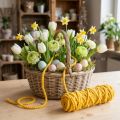 Fil de laine jaune œuf en jute et laine, 25m | Floristik24.fr