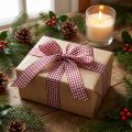 Ruban cadeau Carreaux Bordeaux 8mm 20m | Floristik24.fr