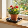 Soucoupe carrée Lara 29 x 29 cm anthracite en plastique | Floristik24.fr