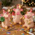Figurines décoratives cochons porte-bonheur avec symboles 5 cm – Lot de 6 | Floristik24.fr