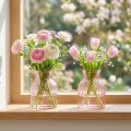 Vase en verre rose rétro Ø11cm H14,5cm lot de 2 | Floristik24.fr