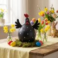 Décoration Poule en Bois Noir 13 cm – Décor de Pâques | Floristik24.fr