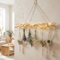 Patère murale bohème en bois naturel avec 6 crochets | Floristik24.fr