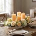 Bougies Cylindriques Abricot Clair En Cire Pleine 60×80mm Lot de 4 | Floristik24.fr